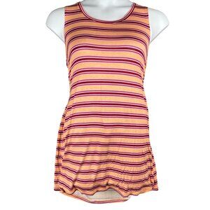 LOGO Lori Goldstein Dress Womens 1X Flowy Casual Peasant Hippie Striped Stretch